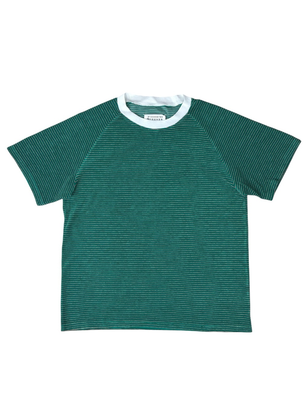 Maison Margiela Green Pinstriped Terry Cloth T-Shirt Top Italy 2018 Men's 52 L
